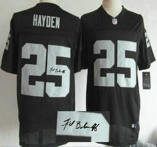 Nike Oakland Raiders #25 D.J. Hayden Black Elite Signed Jersey