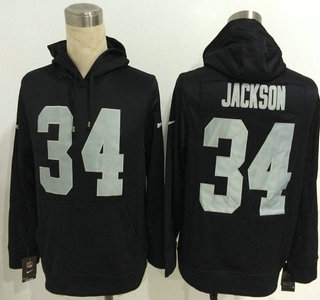 Nike Oakland Raiders #34 Bo Jackson Black Signed Hoody