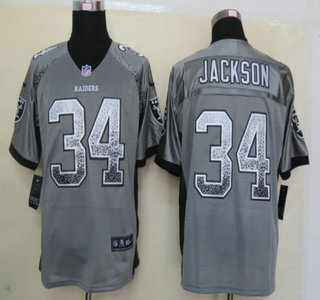 Nike Oakland Raiders #34 Bo Jackson Drift Fashion Grey Elite Jersey