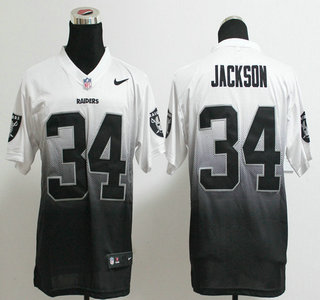 Nike Oakland Raiders #34 Bo Jackson Drift Fashion II White With Black 2013 Elite Jersey