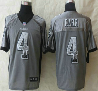 Nike Oakland Raiders #4 Derek Carr Drift Fashion Grey Elite Jersey