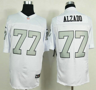 Nike Oakland Raiders #77 Lyle Alzado White With Silvery Elite Jersey
