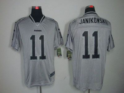 Nike Oakland Raiders 11 Sebastian Janikowski Lights Out Black Name Grey Elite Jerseys