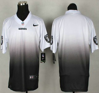 Nike Oakland Raiders Blank White With Black Fadeaway Elite Jersey