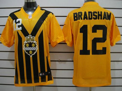 Nike Pittsburgh Steelers 12 Terry Bradshaw 1933 Yellow Throwback 2012 Nike NFL Elite Jersey 