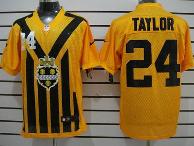 Nike Pittsburgh Steelers 24 Ike Taylor 1933 Yellow Throwback 2012 Nike NFL Elite Jersey 