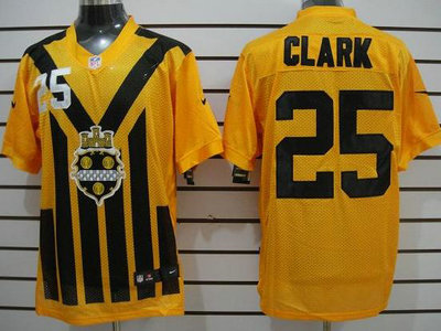 Nike Pittsburgh Steelers 25 Ryan Clark 1933 Yellow Throwback 2012 Nike NFL Elite Jersey