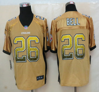 Nike Pittsburgh Steelers #26 LeVeon Bell Drift Fashion Gold Elite Jersey