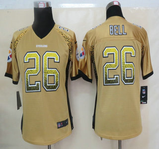 Nike Pittsburgh Steelers #26 Le'Veon Bell Drift Fashion Green Elite Womens Jersey