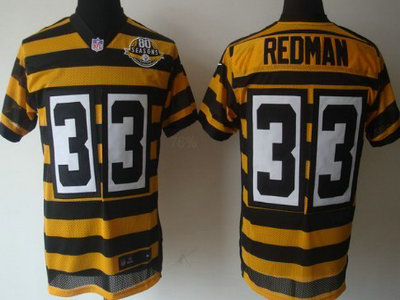 Nike Pittsburgh Steelers 33 Isaac Redman Yellow With Black Throwback 80TH Jersey