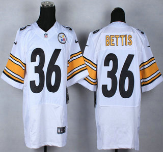 Nike Pittsburgh Steelers #36 Jerome Bettis White Elite Jersey
