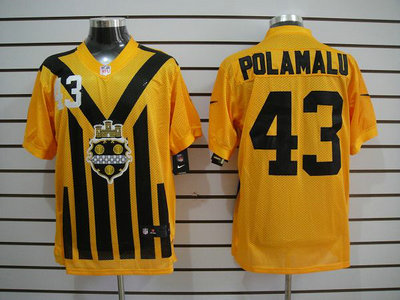 Nike Pittsburgh Steelers 43 Troy Polamalu 1933 Yellow Throwback 2012 Nike NFL Elite Jersey