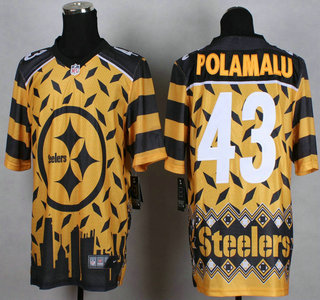 Nike Pittsburgh Steelers #43 Troy Polamalu 2015 Noble Fashion Elite Jersey(Yellow Name)