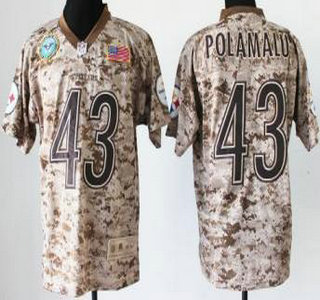 Nike Pittsburgh Steelers #43 Troy Polamalu Salute to Service Digital Camo Elite Jersey