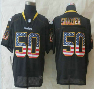 Nike Pittsburgh Steelers #50 Ryan Shazier 2014 USA Flag Fashion Black Elite Jersey