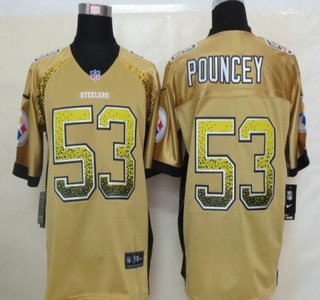 Nike Pittsburgh Steelers #53 Maurkice Pouncey Drift Fashion Gold Elite Jersey