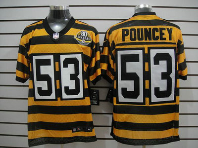 Nike Pittsburgh Steelers 53 Maurkice Pouncey Yellow With Black Throwback 80TH Jersey