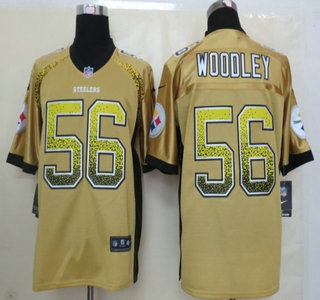 Nike Pittsburgh Steelers #56 LaMarr Woodley Drift Fashion Gold Elite Jersey