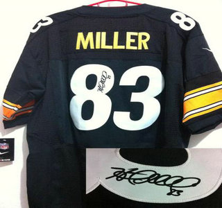 Nike Pittsburgh Steelers #83 Heath Miller Black Signed Elite Jersey