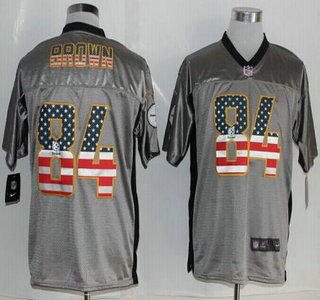 Nike Pittsburgh Steelers #84 Antonio Brown 2014 USA Flag Fashion Gray Elite Jersey