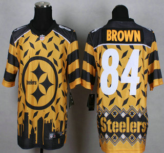 Nike Pittsburgh Steelers #84 Antonio Brown 2015 Noble Fashion Elite Jersey(Yellow Name)
