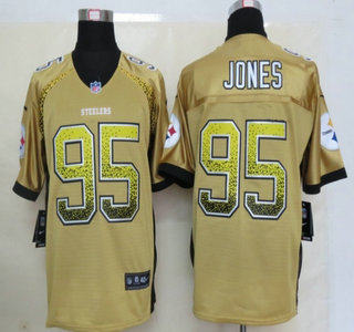 Nike Pittsburgh Steelers #95 Jarvis Jones Drift Fashion Gold Elite Jersey