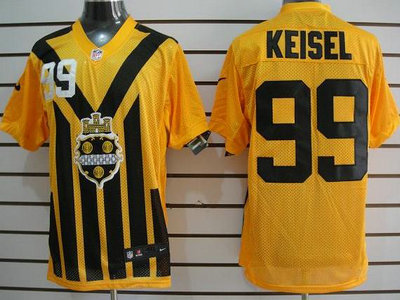 Nike Pittsburgh Steelers 99 Brett Keisel 1933 Yellow Throwback 2012 Nike NFL Elite Jersey