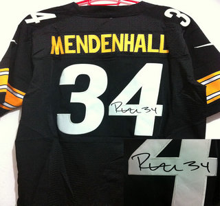 Nike Pittsburgh Steelers 34 Rashard Mendenhall Black Signed Elite Jerseys