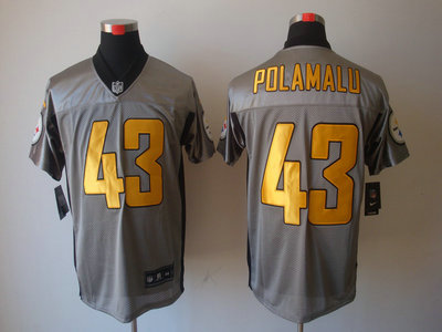 Nike Pittsburgh Steelers 43 Troy Polamalu Grey Shadow 2012 Nike NFL Elite Jersey