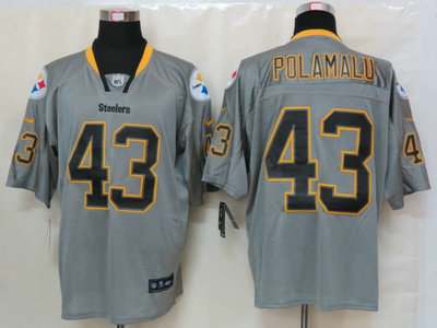 Nike Pittsburgh Steelers 43 Troy Polamalu Lights Out Grey Elite Jerseys