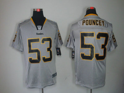 Nike Pittsburgh Steelers 53 Maurkice Pouncey Lights Out Black Name Grey Elite Jerseys