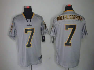 Nike Pittsburgh Steelers 7 Ben Roethlisberger Lights Out Black Name Grey Elite Jerseys