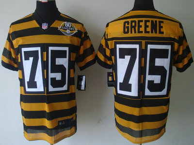 Nike Pittsburgh Steelers 75 Joe Greene Yellow With Black Throwback 80TH Jersey