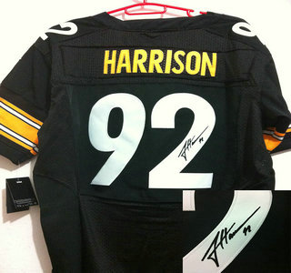 Nike Pittsburgh Steelers 92 James Harrison Black Signed Elite Jersey