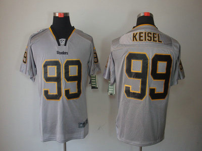 Nike Pittsburgh Steelers 99 Brett Keisel Lights Out Black Name Grey Elite Jerseys