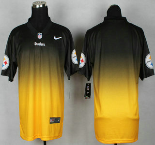 Nike Pittsburgh Steelers Blank Black With Yellow Fadeaway Elite Jersey