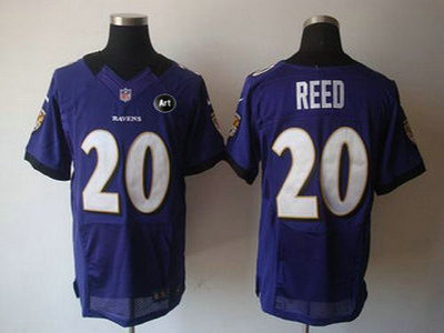 Nike Baltimore Ravens 20 Ed Reed Purple Team Color With Art Patch NFL Elite Jerseys