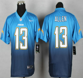 Nike San Diego Chargers #13 Keenan Allen Light Blue With Navy Blue Fadeaway Elite Jersey