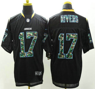 Nike San Diego Chargers #17 Philip Rivers Black With Camo Elite Jersey