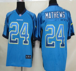 Nike San Diego Chargers #24 Ryan Mathews Drift Fashion Blue Elite Jersey