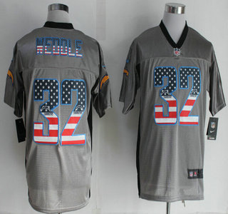 Nike San Diego Chargers #32 Eric Weddle 2014 USA Flag Fashion Gray Elite Jersey