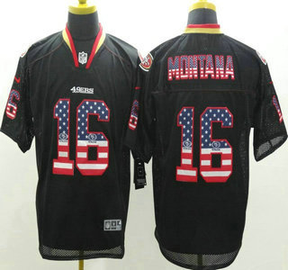 Nike San Francisco 49ers #16 Joe Montana 2014 USA Flag Fashion Black Elite Jersey