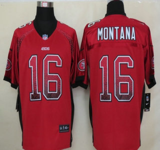 Nike San Francisco 49ers #16 Joe Montana Drift Fashion Red Elite Jersey