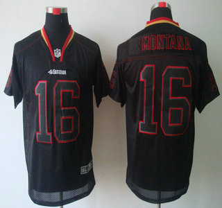 Nike San Francisco 49ers #16 Joe Montana Lights Out Black Elite Jersey