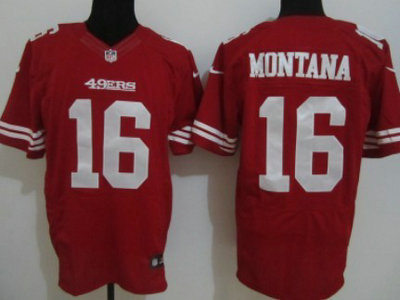 Nike San Francisco 49ers 16 Joe Montana Red Elite Jersey