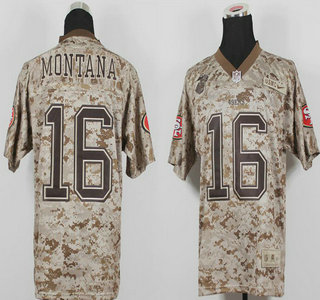 Nike San Francisco 49ers #16 Joe Montana US.Mccuu 2013 Camo Elite Jersey
