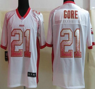 Nike San Francisco 49ers #21 Frank Gore Drift Fashion Elite White Jersey