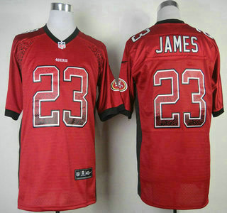 Nike San Francisco 49ers #23 Lamichael James Drift Fashion Red Elite Jersey