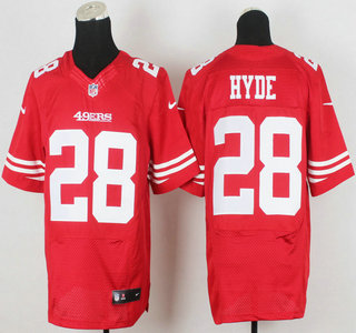 Nike San Francisco 49ers #28 Carlos Hyde 2014 NFL Draft #2 Pick Red Elite Jersey