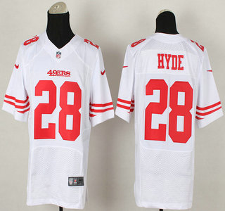 Nike San Francisco 49ers #28 Carlos Hyde 2014 NFL Draft #2 Pick White Elite Jersey